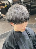 シルバーエンドカラー/波巻きパーマ
