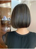 ボブスタイルにもなめらか地毛ハイライト/白髪ぼかし/40代/50代