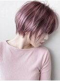 大人可愛い丸みボブピンクラベンダーベージュベビーピンク