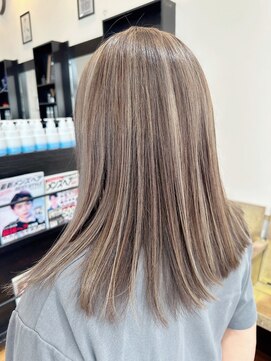 ヘアーワークス ボナ ウニクス店(HAIR WORKS bona) 大人のサラ艶バレイヤージュ ハイライト/ハイトーン/ブリーチ