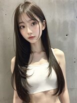 ムウ 難波(MOU)&nbsp;レイヤーカットボブルフ黒髪ネビージュ小顔ワンレン20代30代40代