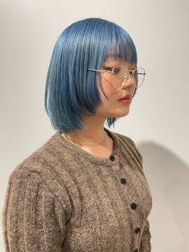 リガナッツ 池袋店(Riganuts) くすみブルー × ボブレイヤー