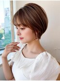 大人可愛い/耳かけショートボブ/メルティカラー/似合わせカット