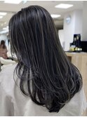 レイヤーカット細めハイライト白髪ぼかし海外レイヤー東京銀座