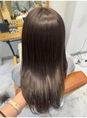 大人可愛いブリーチなし透明感カラーグレージュ