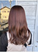 レッドブラウン/セミロング/コテ巻き【間瀬】