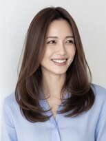美容室9A&nbsp;大人女性のミディアムレイヤー（白髪染め）