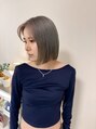 ヒビヲ(HIBIO)&nbsp;透明感のある暗めカラー×切りっぱなしボブ♪横浜ボブ/ベージュ