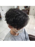 センターパートスパイラルパーマ