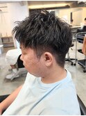 刈り上げ前下りマッシュショートツイストスパイラルパーマメンズ