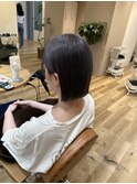 ぱつっとボブ×ラベンダーグレー