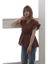 バグズ ヘアデザイン 桔梗が丘店(Baguz HAIR DESIGN)&nbsp;外ハネミディアムスモーキーベージュ☆くびれヘア☆ぶつ切りボブ