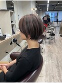 大人ショートボブ丸みショートカットマッシュショート前髪あり