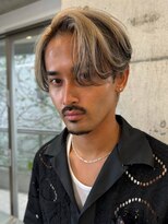 メンズブリーチカラーミルクティーベージュカラーダブルカラー
