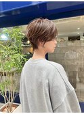 若見え似合わせ丸みショート/透け感バング/透明肌見えヘアカラー