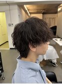 ゆるふわ無造作ツイストスパイラルメンズマッシュウルフ