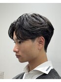 メンズセンターパートウルフセンターパートニュアンスパーマ襟足