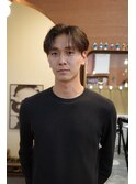 メンズセンターパート刈り上げカルマヘア韓国ヘア眉毛カット岡山