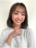 ふんわりボブ/顔まわりレイヤーダークアッシュ小顔似合わせp上尾