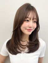 ポケット 渋谷(POCKET)&nbsp;レイヤーカットロングヘアぱっつん前髪韓国ヘア渋谷美容室