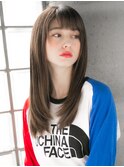 暗髪ストレート ブルージュ 小顔 前髪