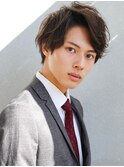 七三オールバック アップバング クセ毛ショート かき上げ