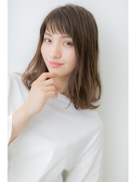 カバーヘア イヴ 戸頭店(COVER HAIR EVE) ショコラグレージュ斜めバングくせ毛風ミディY戸頭10代20代30代