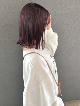 イロ プラス 南田宮店(iro+) 【nobuyo】pink  brown × 切りっぱなしbob
