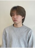 韓国風センターパートシースルーバングメンズ透明感カラー