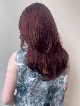 ユニバイリサ 天神大名店(uni by risa) カシスレッド ブリーチなしダブルカラー レイヤーカット 艶髪