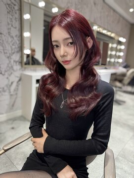 ウィーニード 名古屋(WENEED) 《韓国へア》韓国風フォワードレイヤー/ボルドーカラー