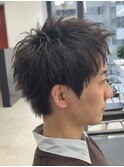 アップバング 短髪 スパイキーショート 鹿児島メンズ