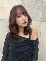 ニューヨークニューヨーク なんば道頓堀店(NYNY)&nbsp;小顔ミディアムレイヤー×艶ピンクブラウン