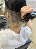 外国人風ショートボブ ハイライト インナーカラーグレージュ