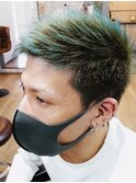 【エメラルドグリーン色】ジェット__ソフトモヒカン__格闘技ヘア