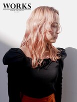 ワークス ヘアデザイン(WORKS HAIR DESIGN) ミディアムヘア サーモンピンクアッシュヘアカラー