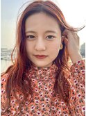 20代30代40代50代ナチュラル小顔カットピンク切りっぱなし