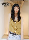 黒髪ロング顔まわりレイヤーぱっつん前髪