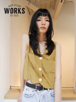 ワークス ヘアデザイン(WORKS HAIR DESIGN)&nbsp;黒髪ロング顔まわりレイヤーぱっつん前髪