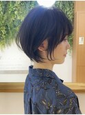 ●前下がりショートボブハンサムショートカットカラーパーマケア
