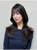 顔まわりレイヤー 艶カラー 暗髪 韓国風 髪質改善 福岡美容室