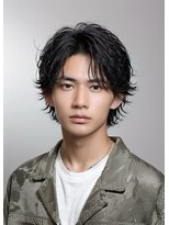 メンズサロン サンティエ 鹿児島中央駅店(Men's salon scintiller) 七三アップバングセンターパート波巻きスパイラルパーマツイスパ