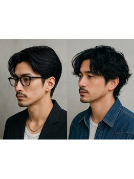 《ひげ・眉も馴染む大人ヘア》プライベートもビジネスシーンも抜け目なくカッコいいパーマスタイル提案＊