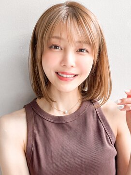 リヤン 表参道(lyann) 小顔オリーブグレーモテ髪黒髪艶感エアリーカール斜めバング