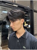 メンズセンターパートウルフセンターパートニュアンスパーマ襟足