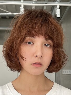 テクネ 天神大名(techne) 天神大名顔周りレイヤーカットミディアムボブタッセルボブパーマ