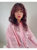 ロングニュアンスパーマピンクパーマ女子