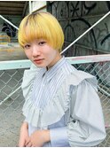 ルーツカラー マッシュショート イエローカラー レモンカラー