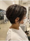 透け感No.1★小顔くびれショート♪30代40代50代アッシュブラック
