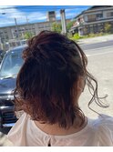 外ハネハーフアップアレンジ